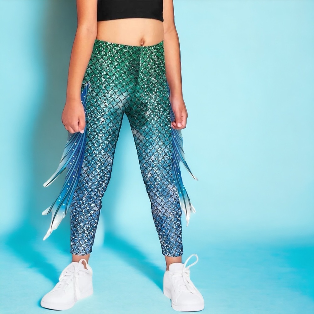 Girls Mermaid Scale Leggings Size 12 Costume Pants